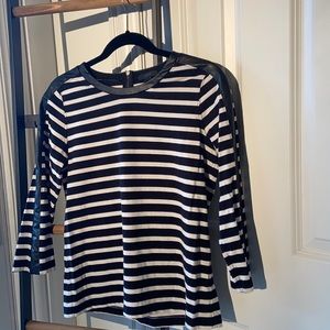 J.Crew Striped Top with Faux Leather Lining